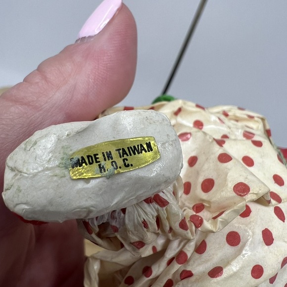 Vintage Paper Mache Clown Playing Drum Band Christmas Ornament Red Green Taiwan - Picture 6 of 7